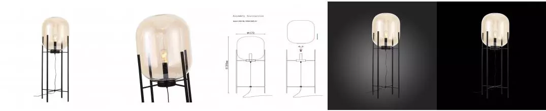SL1050.525.01 Торшер ST-Luce Чёрный/Коньячный E27 1*40W (из 2-х коробок)