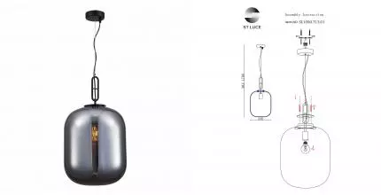 SL1050.713.01 Светильник подвесной ST-Luce Чёрный/Дымчатый E27 1*40W BURASCA · Burasca, St Luce, SL1050.713.01