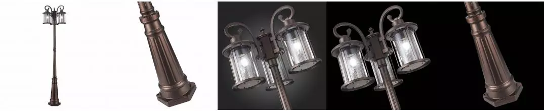 SL080.425.03 Светильник уличный наземный ST-Luce Тёмный кофе/Прозрачный, Тёмный кофе E27 3*100W