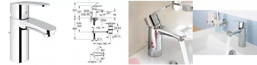 Смеситель для раковины «Grohe» Eurostyle Cosmopolitan 33552002 с донным клапаном хром