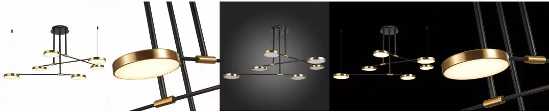 SL1605.403.06 Светильник подвесной ST-Luce Черный/Латунь, Белый LED 6*7,5W 3000K