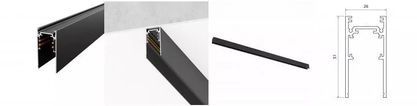 ST003.429.00 Шинопровод магнитный накладной ST-Luce Черный Длина 2 000мм