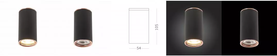 ST111.427.01 Светильник потолочный Черный GU10 1*50W D54xH105 220V Без ламп
