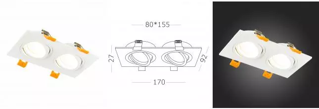 ST251.508.02 Светильник встр. Белый GU10 2*50W IP20 L170xW92xH27 220V Без ламп