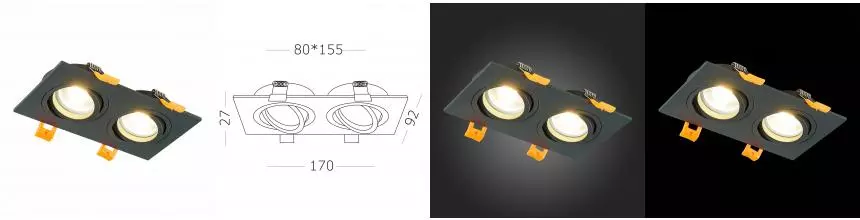 ST251.408.02 Светильник встр. Чёрный GU10 2*50W IP20 L170xW92xH27 220V Без ламп