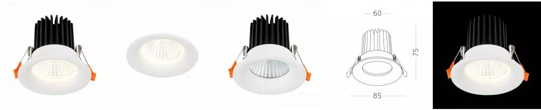 ST703.548.10 Светильник встр. Белый LED 1*10W 4000K 900Lm Ra>90 38° IP20 D85xH75 170-240V