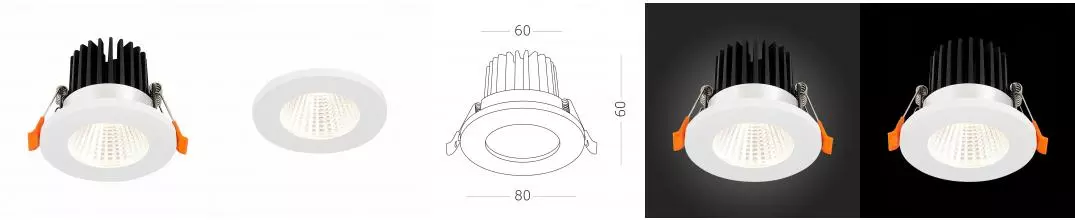 ST704.548.10 Светильник встр. Белый LED 1*10W 4000K 900Lm Ra>90 38° IP20 D80xH60 170-240V