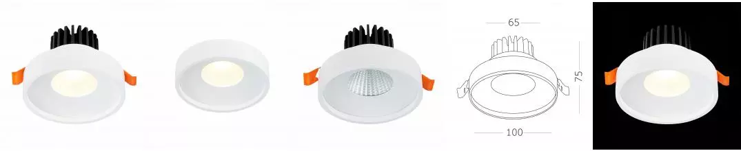 ST751.548.10 Светильник встр. Белый LED 1*10W 4000K 750Lm Ra>90 38° IP20 D100xH75 170-240V