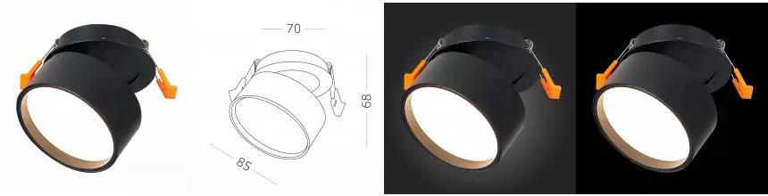 ST651.438.09 Встраиваемый поворотный светильник Черный LED 1*9W 3000K 720Lm Ra>90 120° IP20 D85xH68
