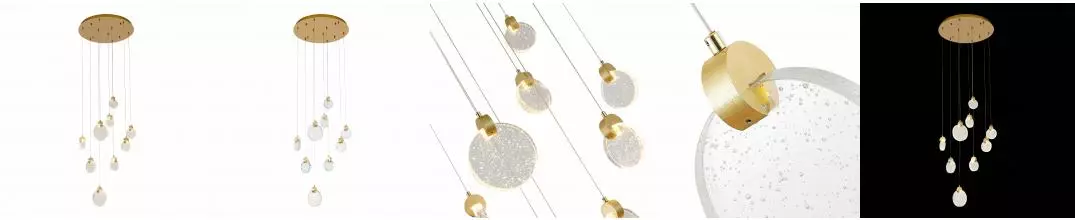 SL6104.203.09 Светильник подвесной ST-Luce Золотистый/Прозрачный,С пузырьками воздуха LED 9*3W 3000K