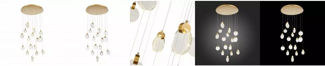 SL6104.203.16 Светильник подвесной ST-Luce Золотистый/Прозрачный,С пузырьками воздуха LED 16*3W 3000