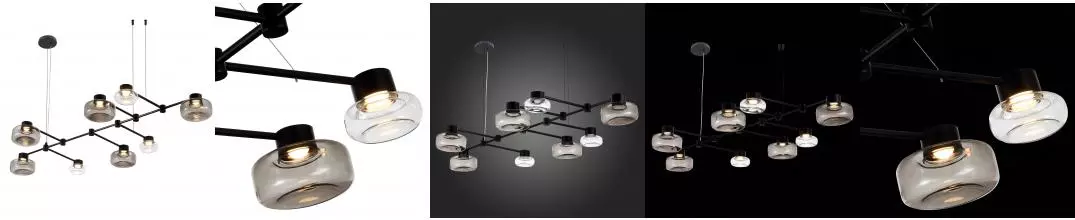 SL6005.403.08 Светильник подвесной ST-Luce Черный/Дымчатый, Прозрачный LED 8*3W 3000K