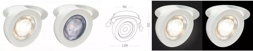 ST654.538.10 Светильник встр. Белый LED 1*10W 3000K 850Lm Ra>90 38° IP20 D109xH60 180-240V ST654.538.10 Светильник встр. Белый LED 1*10W 3000K 850Lm Ra>90 38° IP20 D109xH60 180-240V