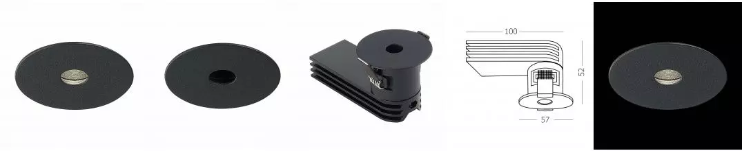 ST217.448.09 Светильник встр. Черный LED 1*9W 4000K 510Lm Ra>90 36° IP20 D57xH52 220-240V