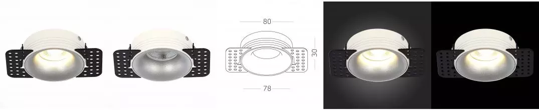 ST218.518.01 Светильник встр. Белый GU10 1*50W  IP20 D78xH30 165-265V Без ламп