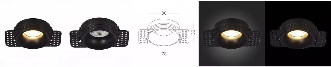 ST218.448.01 Светильник встр. Черный GU10 1*50W  IP20 D78xH30 165-265V Без ламп