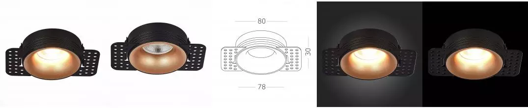 ST218.428.01 Светильник встр. Черный GU10 1*50W  IP20 D78xH30 165-265V Без ламп