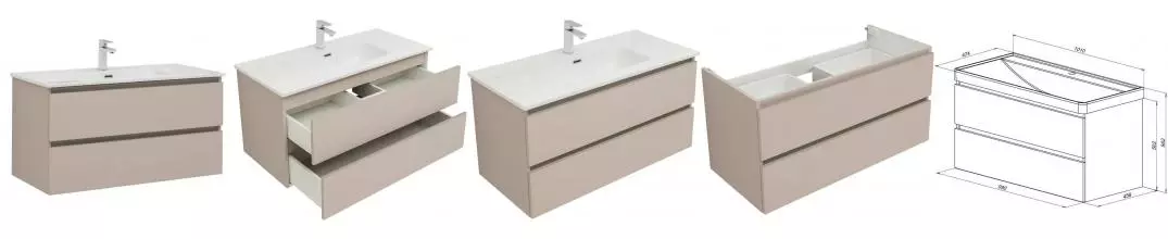 Тумба с раковиной «Aquanet» Вега 2.0 100 (Flat 100 254365) подвесная бежевая