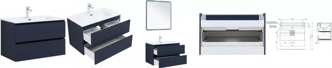 Тумба с раковиной «Aquanet» Вега 2.0 80 (Flat 80 330431) подвесная маренго