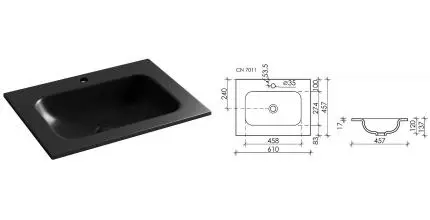 Раковина «Ceramica Nova» Grace CN7011MB 61/46 фарфоровая чёрная матовая
