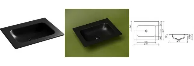 Раковина «Ceramica Nova» Grace CN7011MBwx 61/46 фарфоровая чёрная матовая