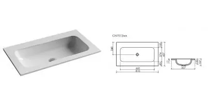 Раковина «Ceramica Nova» Grace CN7012wx 81/46 фарфоровая белая Раковина «Ceramica Nova» Grace CN7012wx 81/46 фарфоровая белая