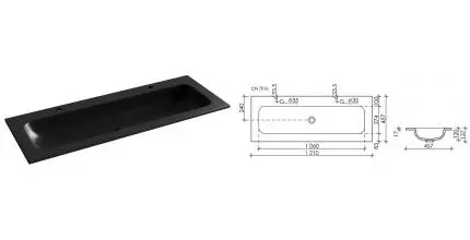 Раковина «Ceramica Nova» Grace CN7016MB 121/46 фарфоровая чёрная матовая Раковина «Ceramica Nova» Grace CN7016MB 121/46 фарфоровая чёрная матовая