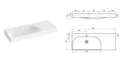 Раковина «Ravak» Lite 120/80 R с отверстием под смеситель литьевой мрамор белая правая Раковина «Ravak» Lite 120/80 R с отверстием под смеситель литьевой мрамор белая правая