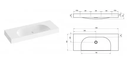Раковина «Ravak» Lite 120/80 S без отверстия под смеситель литьевой мрамор белая Раковина «Ravak» Lite 120/80 S без отверстия под смеситель литьевой мрамор белая