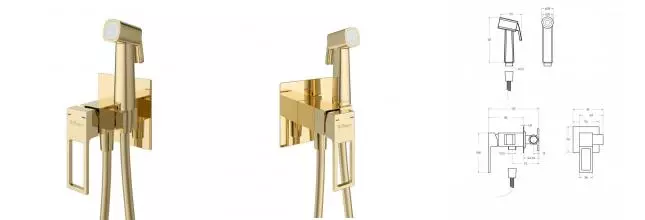 Смеситель с гигиеническим душем «Belbagno» LUC-HGN-ORO золото