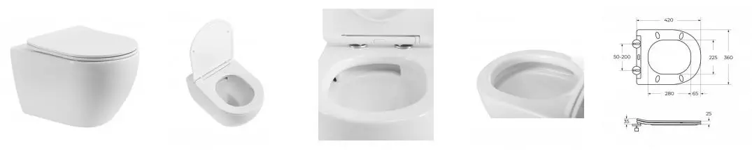 Подвесной унитаз безободковый «Cezares» CZR-546-TH-TOR/SC белый с сиденьем дюропласт с микролифтом белое Подвесной унитаз безободковый «Cezares» CZR-546-TH-TOR/SC белый с сиденьем дюропласт с микролифтом белое