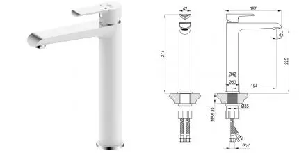 Смеситель для раковины «Rossinka» W35-14 белый/хром Смеситель для раковины «Rossinka» W35-14 белый/хром