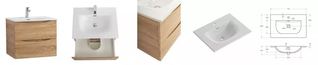 Тумба с раковиной «Belbagno» Marino-cer-n 70 с 2 ящиками (BB-8099-70 71/46) подвесная Rovere Bianco Тумба с раковиной «Belbagno» Marino-cer-n 70 с 2 ящиками (BB-8099-70 71/46) подвесная Rovere Bianco