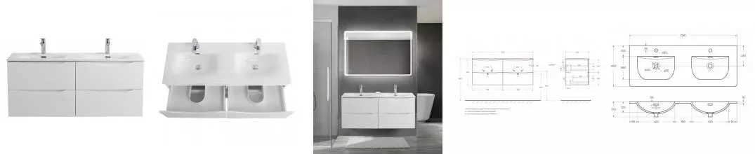 Тумба с раковиной «Belbagno» Marino-cer-n 120 (121 CZR-8099-120-2) подвесная Bianco Lucido