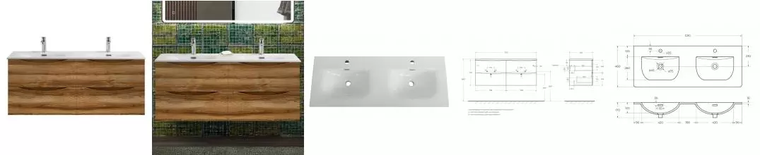 Тумба с раковиной «Belbagno» Marino-cer-n 120 (BB-8099-120-2 121/46 двойная) подвесная Rovere Rustico Тумба с раковиной «Belbagno» Marino-cer-n 120 (BB-8099-120-2 121/46 двойная) подвесная Rovere Rustico