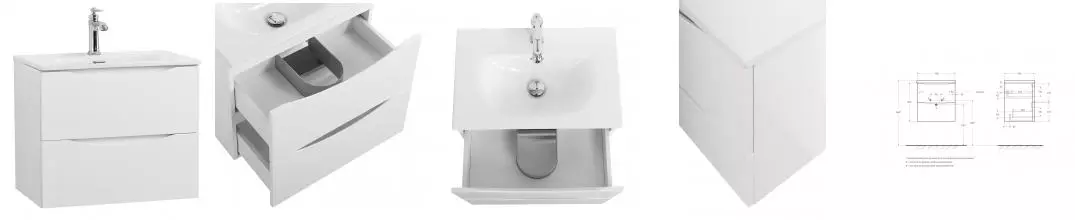 Тумба с раковиной «Belbagno» Marino-cer-mini 50 (BB-8099-3-50 51/40) подвесная Bianco Lucido