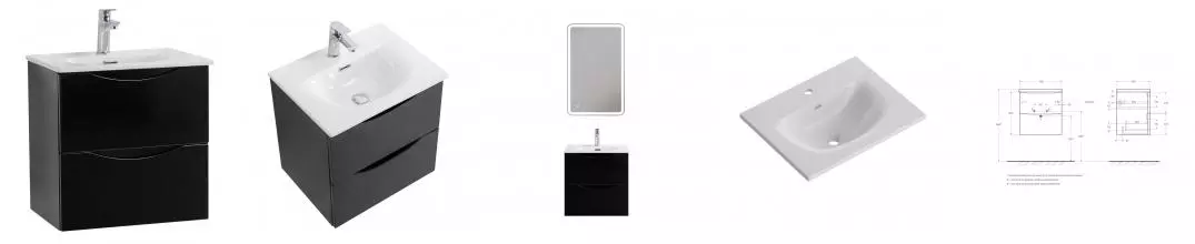 Тумба с раковиной «Belbagno» Marino-cer-mini 50 (BB-8099-3-50 51/40) подвесная Nero Lucido