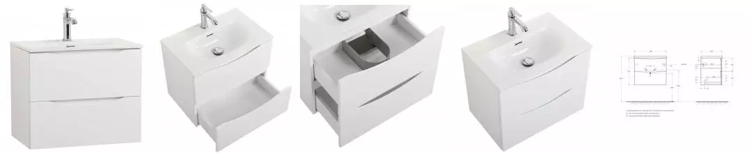 Тумба с раковиной «Belbagno» Marino-cer-mini 60 (BB-8099-3-60 61/40) подвесная Bianco Opaco