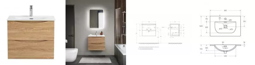 Тумба с раковиной «Belbagno» Marino-cer-mini 60 (BB-8099-3-60 61/40) подвесная Rovere Bianco Тумба с раковиной «Belbagno» Marino-cer-mini 60 (BB-8099-3-60 61/40) подвесная Rovere Bianco
