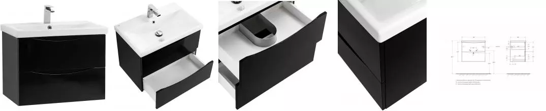 Тумба с раковиной «Belbagno» Marino-cer-mini 60 (BB-8099-3-60 61/40) подвесная Nero Lucido