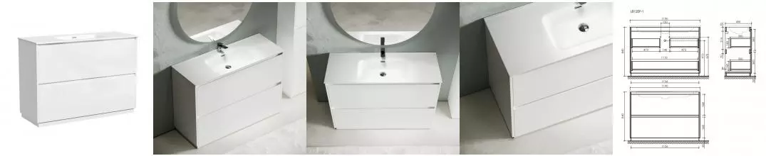 Тумба с раковиной «Sancos» Libra Floor 120 (Element 121/46,5) белый глянец