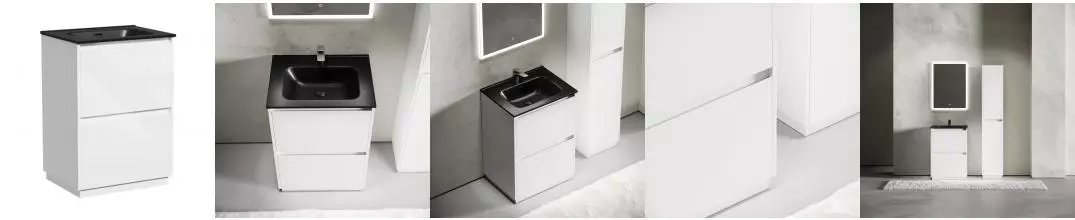 Тумба с раковиной «Sancos» Libra Floor 60 (Element 61/46 black) белый глянец