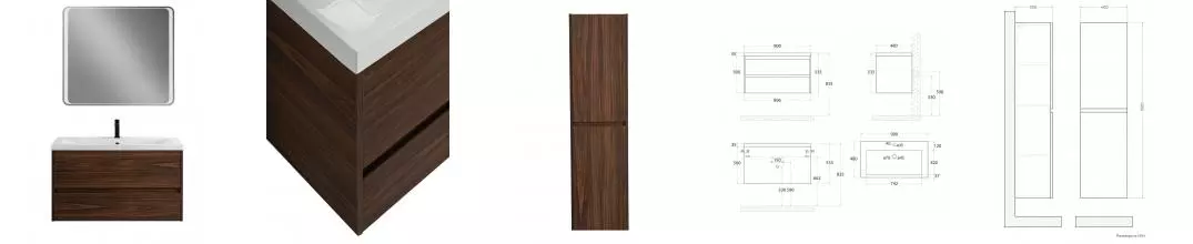 Мебель для ванной подвесная «Art&Max» Family-M 90 Bourbon Oak Мебель для ванной подвесная «Art&Max» Family-M 90 Bourbon Oak