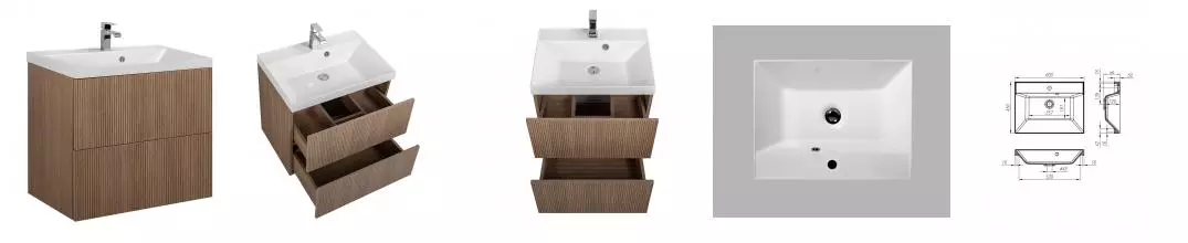 Тумба с раковиной «Art&Max» Verona-push 60 (60) подвесная Kadena Wood Тумба с раковиной «Art&Max» Verona-push 60 (60) подвесная Kadena Wood