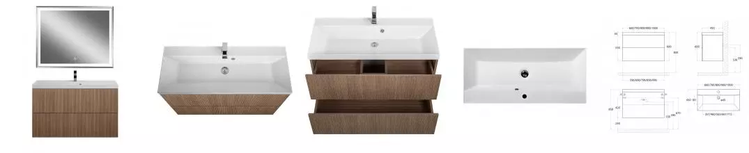 Мебель для ванной подвесная «Art&Max» Verona-push 100 Kadena Wood Мебель для ванной подвесная «Art&Max» Verona-push 100 Kadena Wood
