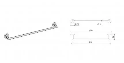 Полотенцедержатель «Aqueduto» Ponto PON0600 на стену хром