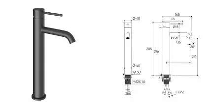 Смеситель для раковины «Aqueduto» Cano CAN0345L оружейная сталь Смеситель для раковины «Aqueduto» Cano CAN0345L оружейная сталь