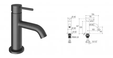Смеситель для раковины «Aqueduto» Cano CAN0145 оружейная сталь Смеситель для раковины «Aqueduto» Cano CAN0145 оружейная сталь