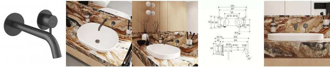 Смеситель для раковины «Aqueduto» Cano CAN0445 оружейная сталь