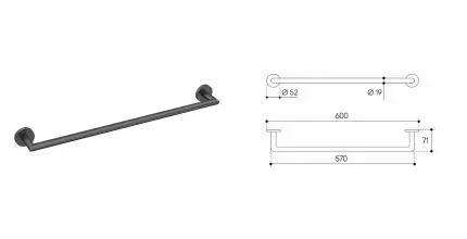 Полотенцедержатель «Aqueduto» Ponto PON0645 на стену оружейная сталь